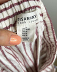 Artisan NY 100% Linen Red Striped Button Down Midi Skirt