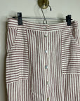 Artisan NY 100% Linen Red Striped Button Down Midi Skirt