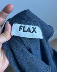 FLAX 100% Linen V - Neck Tank Shift Dress Navy Blue Button Detail