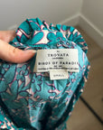 Trovata 100% Cotton Teal Floral Short Flutter Sleeve Clover Blouse