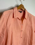 Eileen Fisher Peach Orange 100% Linen Button Down Long Sleeve
