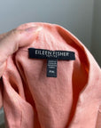 Eileen Fisher Peach Orange 100% Linen Button Down Long Sleeve