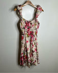 Abercrombie & Fitch Linen Cotton Puff Sleeve Babydoll Ruched Floral