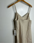 MATE The Label 100% Linen Midi Slip Dress in Natural