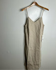 MATE The Label 100% Linen Midi Slip Dress in Natural