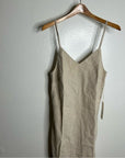 MATE The Label 100% Linen Midi Slip Dress in Natural