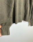 One Grey Day 100% Cashmere Green Textured Puff Sleeve Sweater Green