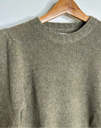 One Grey Day 100% Cashmere Green Textured Puff Sleeve Sweater Green