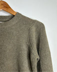 One Grey Day 100% Cashmere Green Textured Puff Sleeve Sweater Green