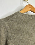 One Grey Day 100% Cashmere Green Textured Puff Sleeve Sweater Green
