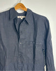 AMO Cotton Linen Panel Black Long Sleeve Button Down Gwen Shirt