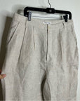 Reformation 100% Linen Alex Trouser Pant In Oatmeal Size 12