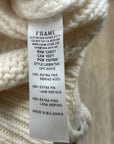 FRAME 100% Merino Wool Cream Thick V - Neck Cable Knit Cropped Sweater