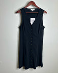 Nation LA 100% Cotton Black Gold Button V - Neck Button Down Mini Dress