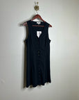 Nation LA 100% Cotton Black Gold Button V - Neck Button Down Mini Dress