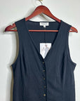 Nation LA 100% Cotton Black Gold Button V - Neck Button Down Mini Dress