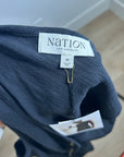 Nation LA 100% Cotton Black Gold Button V - Neck Button Down Mini Dress