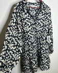 Nation LA 100% Organic Cotton Black Daisy Floral Printed Cinch Waist Dress