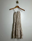 Unsubscribed 100% Silk Giraffe Animal Print Halter Cinched Dress