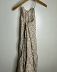 Unsubscribed 100% Silk Giraffe Animal Print Halter Cinched Dress