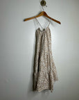 Unsubscribed 100% Silk Giraffe Animal Print Halter Cinched Dress