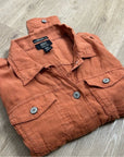 JNY 100% Linen European Flax Rust Button Down Linen Collared Jacket
