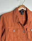 JNY 100% Linen European Flax Rust Button Down Linen Collared Jacket
