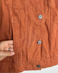 JNY 100% Linen European Flax Rust Button Down Linen Collared Jacket