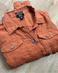 JNY 100% Linen European Flax Rust Button Down Linen Collared Jacket