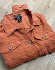 JNY 100% Linen European Flax Rust Button Down Linen Collared Jacket