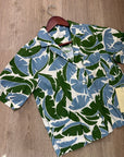 Trovata 100% Linen Nico Short Sleeve Palm Printed Boxy Fit Button Down Top