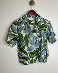 Trovata 100% Linen Nico Short Sleeve Palm Printed Boxy Fit Button Down Top
