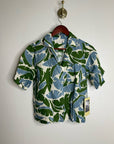 Trovata 100% Linen Nico Short Sleeve Palm Printed Boxy Fit Button Down Top