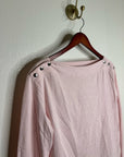 Nation LA 100% Cotton Rochelle Boat-Neck Sweater in Light Pink Silver Button