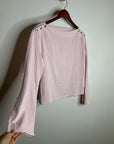 Nation LA 100% Cotton Rochelle Boat-Neck Sweater in Light Pink Silver Button