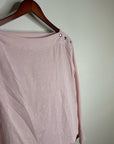 Nation LA 100% Cotton Rochelle Boat-Neck Sweater in Light Pink Silver Button