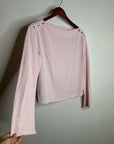 Nation LA 100% Cotton Rochelle Boat-Neck Sweater in Light Pink Silver Button