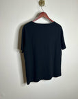 Lafayette 148 100% Cashmere Black Short Sleeve Knit Top Beaded Neckline