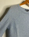 VINCE 100% Cashmere Baby Blue Ribbed Pullover Sweater