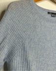VINCE 100% Cashmere Baby Blue Ribbed Pullover Sweater