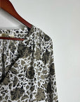 Natalie Martin 100% Silk Neutral Floral Long Sleeve Relaxed Fit Blouse