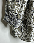 Natalie Martin 100% Silk Neutral Floral Long Sleeve Relaxed Fit Blouse