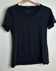 ATM 100% Cotton Black Scoop Neck Short Sleeve T - Shirt Top
