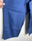 FLAX 100% Linen Blue Cropped Wide Leg Pull on Pant