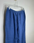 FLAX 100% Linen Blue Cropped Wide Leg Pull on Pant