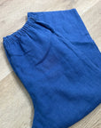 FLAX 100% Linen Blue Cropped Wide Leg Pull on Pant