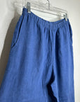 FLAX 100% Linen Blue Cropped Wide Leg Pull on Pant