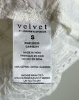 Velvet by Graham & Spencer 100% Cotton Floral Embrodiered Peasant Blouse Cream