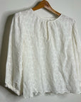 Velvet by Graham & Spencer 100% Cotton Floral Embrodiered Peasant Blouse Cream