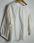 Velvet by Graham & Spencer 100% Cotton Floral Embrodiered Peasant Blouse Cream